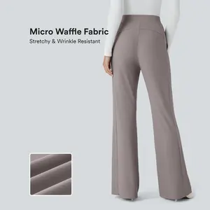 Halara Flex High Waisted Side Pocket Slight Flare Micro Waffle Work Pants