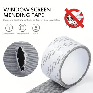 Window Screen Repair Tape, Adhesive Gray Screen Repair Strip, Durable Fiberglass Mesh Tape for Fixing Window and Door Screens (2inch x 157.5inch)