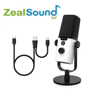 ZealSound USB Gaming Microphone, PC Microphone for phone tablet computer pc laptop PS4/PS5 with Brilliant RGB for Streaming Podcast Vocal Recording ASMR, Computer Mic with mute Button,Gain Knob,Desktop Stand YouTube Podcast on Mac &Windows