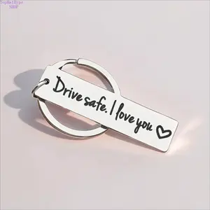 1pc Small Stainless Steel Safety Driving Keychain for Car Keys, Personalized Heart Tag, Durable Rust-Resistant Fashion Accessory, Perfect Gift for New Drivers