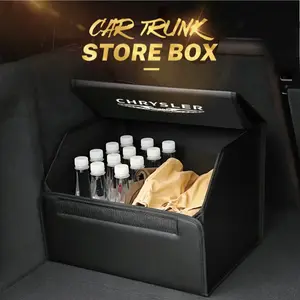 Car Trunk Leather Storage Box Foldable Auto Organizer Bag For Chrysler 300c 200 Pacifica Phev Voyager Sebring Aspen PT Cruiser Airflow Crossfire Concorde
