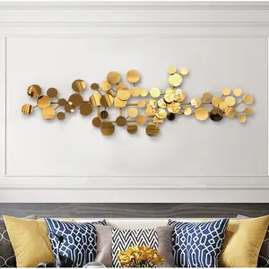 Large 3D Metal Wall Art – Gold Geometric Luxury Wall Decor (59" x 19.6") for Living Room, Bedroom, or Dining Room