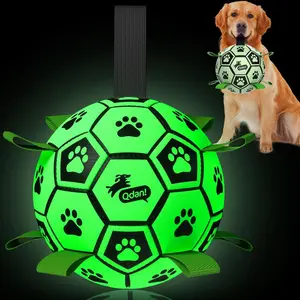 Dog Ball, Glow in The Dark Dog Toys, Light Up Soccer Ball for Dogs, Outdoor Dog Toys, Doggy Water Toy, Puppy Birthday Gifts for Medium Large (8 Inch)