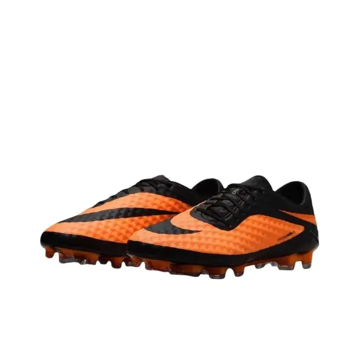 Brand New Retro Low-Cut Soccer Cleats, Bold Black-Orange Contrast Textured Knit Upper, Streamlined Silhouette, High-Grip Firm-Ground Translucent Studs, Lightweight Grass-Field Match Football Boots with Original Shoe Box