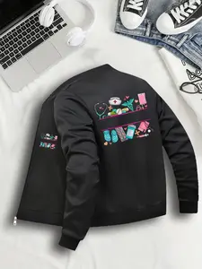 Jacket for Everyday Commutes to Formal Gatherings - Fashionable Women's Outerwear with Unique Patterns and Baseball Collar - Stylish Layering Jacket for Fall/Winter, Women's Jacket, Women's Cardigan Zipper Jacket