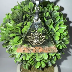 Meditation Himalayan Salt Protection Necklace with Lotus Charm and Natural Stone for Spiritual Well-being