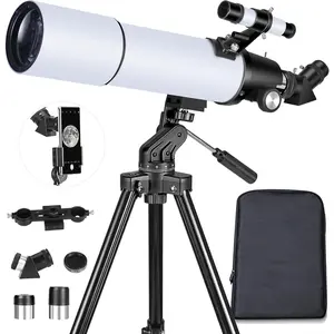 Telescope for Adults High , 80mm Aperture 600mm AZ Mount Refractor Telescope for  Beginners - Portable Telescopes for Adults Astronomy with Backpack, Phone Adapter, Moon Filter