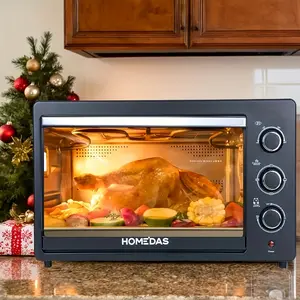 HOMEDAS Electric Toaster Oven with Baking Rack and Pan, No Frying, Stainless Steel,Visible Window, Healthy Cooking，Black, New