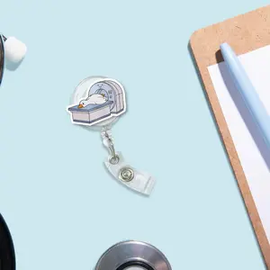 Funny Goose Radiology Sparkly Retractable Badge Reel Cute Rad Tech ID Holder For X-ray Technician Radiology Student Work Accessory