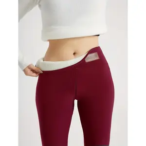 Women'S High-Waisted Leggings - Winter Warmth, Stretchy & Comfortable, Perfect for Fitness & Casual Wear, Winter Leggings|   Highwaisted Leggings|   Polyester Leggings, High Waisted Leggings Womenswear Bottom Basic Crimson