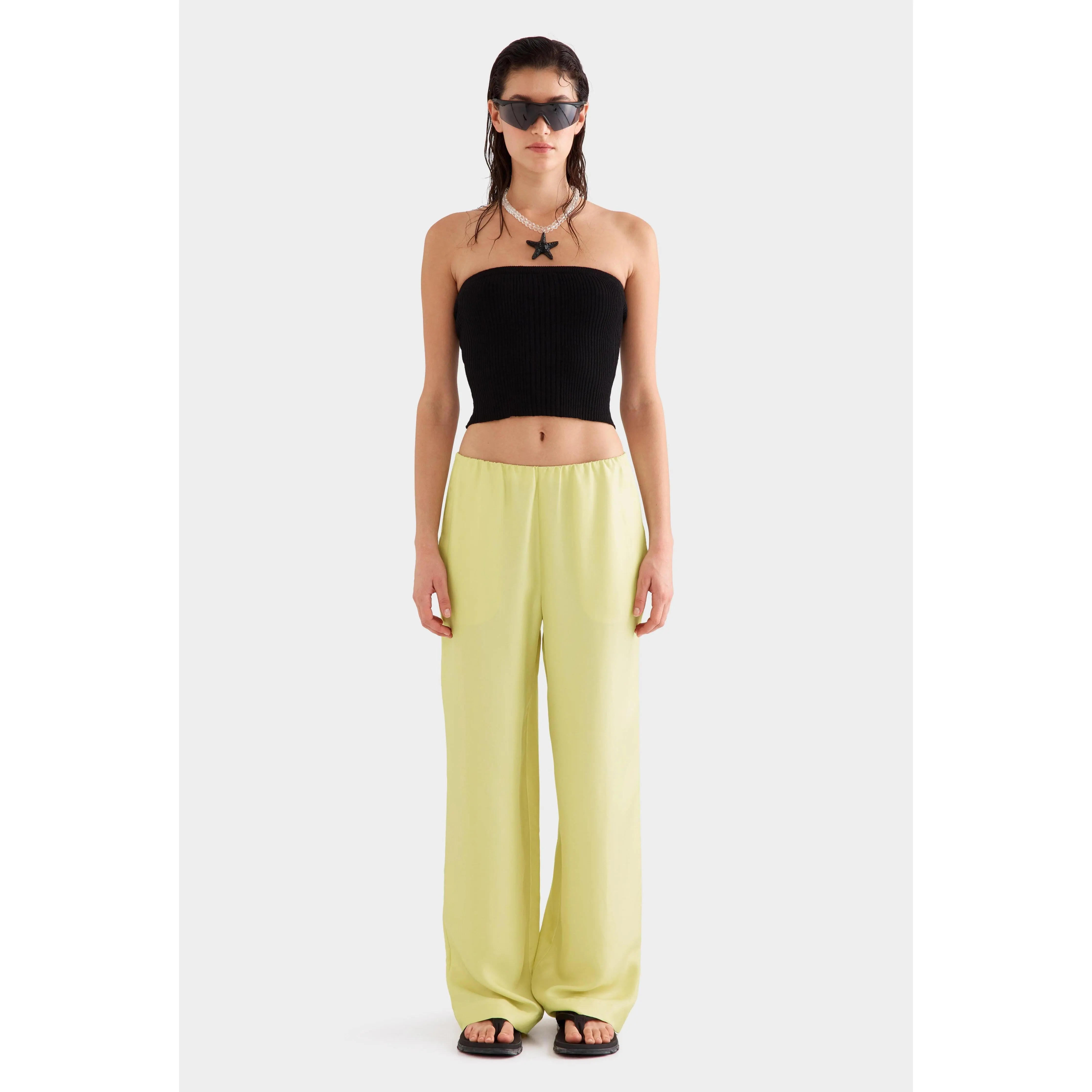 Silk Relaxed Pant - Lemongrass