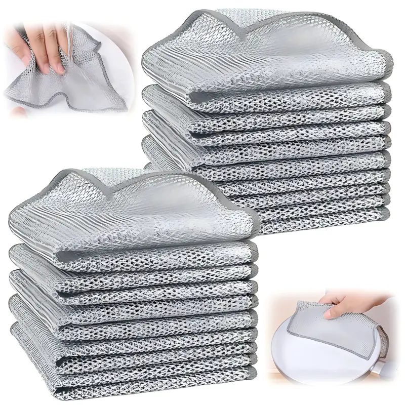 10 count Non Scratch Wire Dishcloth Multipurpose Wire Dishwashing Rag for Wet and Dry.Metal Scrubbers for Cleaning Dishes,DualSided Kitchen Cleaning Cloth with Mesh,Cleaning Tool for Pot.