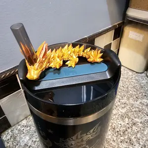 Cinderwing3D 2025 Crystal Dragon Straw Buddy - 3D-Printed Dragon Design for 20 oz or 40 oz Tumbler Lids