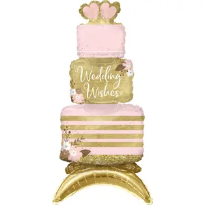 Elegant Wedding Wishes Balloon Cake Decoration