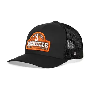 Nashville Music City Trucker Hat  |  Black Cityscape Snapback