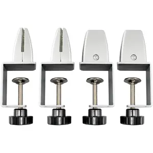 Adjustable Aluminum Sneeze Guard Support Clamp 4 Pack for Acrylic Plexiglass Desk Divider Privacy Panel Shield for Countertop Reception