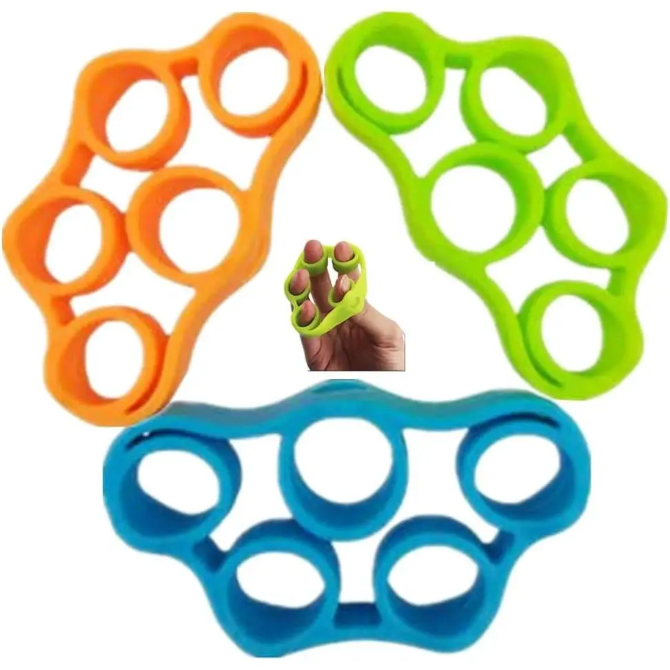 3 count Finger Stretcher Exerciser, Hand Grip Strengthener, Hand Exerciser,Forearm Exerciser Trainer Silicone Rings for  & Rehabilitation