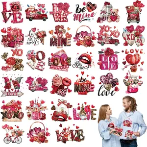 30 Sheets Valentine's Day Iron on Transfers for T Shirts Patches Valentines Iron on Appliques Valentines Day Heat Transfer Vinyl Stickers Love Decals for Clothing Jeans DIY Pillow Hat
