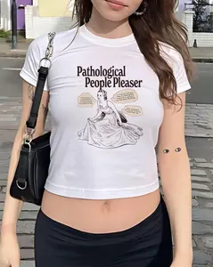Pathological People Pleaser Shirt, Vintage Aesthetic Baby Tee, Funny Baby Tee Y2k, 90s Retro Graphic Top, Cool Grunge Pinterest Aesthetic