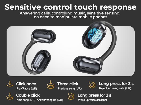 MINISO OWS Bluetooth Earphones, Digital Battery Display, Wireless Headset Headphones, IPX5 Waterproof & Sweatproof, Bluetooth for Gym, Traveling Gadgets, Gift Ideas for Men & Women MINISO OWS Bluetooth Earphones, Digital Battery Display, Wireless Headset Headphones, IPX5 Waterproof & Sweatproof, Bluetooth for Gym, Traveling Gadgets, Gift Ideas for Men & Women