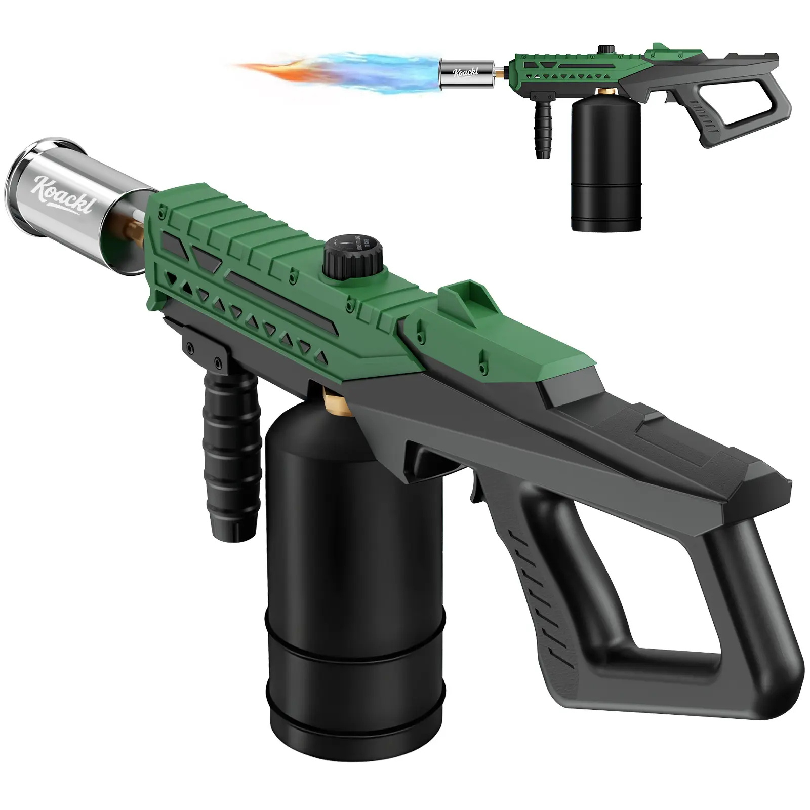 Koackl Kitchen Torch, Propane Torch Gun Gifts for Men, Multi-use Blow Torch with Adjustable Flame, Campfire & Charcoal Starter for BBQ, Searing Steak, Weeding, Flamethrower(Propane Tank Not Included)