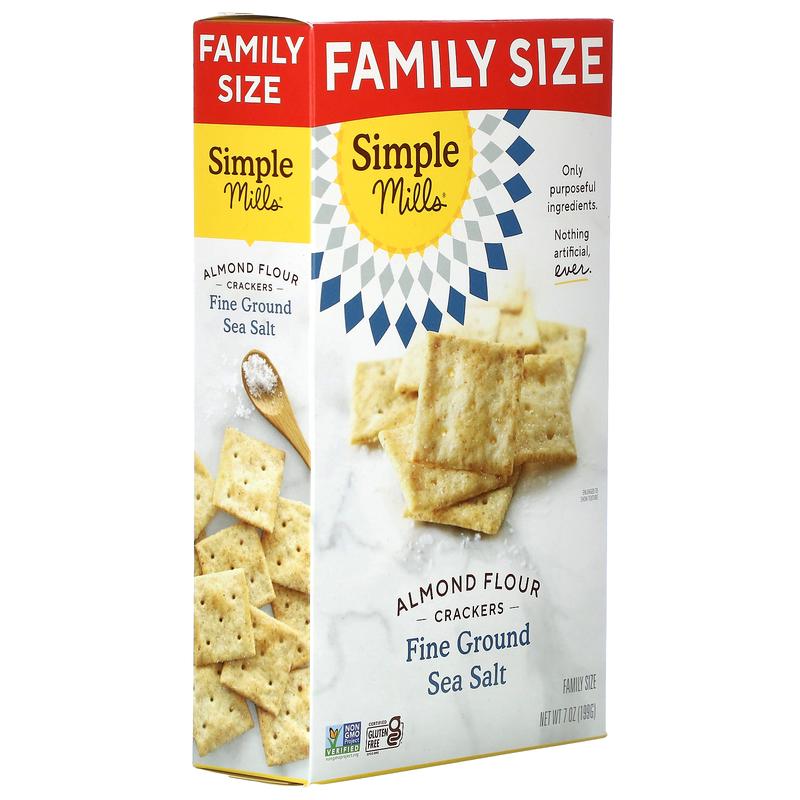 Simple Mills Almond Flour Crackers, Fine Ground Sea Salt, Family Size, 7 oz (199 g)