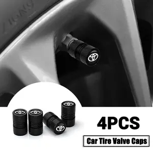 4pcs Car Wheel Tire Metal Valve Caps, Waterproof Stem Cover, Aluminum Alloy, for Toyota C-Hr Rav4 Hilux Prius Avensis Auris Corolla