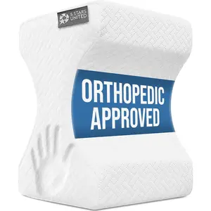 Knee Pillow for Side Sleepers - Hip Pain Relief, Memory Foam Leg Cushion for Side Sleeping Between Legs Pillow for Sciatica & Lower Back Pain, White