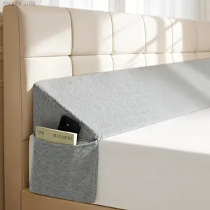 Bed Gap Filler Wedge Pillow Queen Size - Removable Washable Cover, Side Pocket, Supportive Memory Foam for Headboard & ReadingDD14HUB STORE