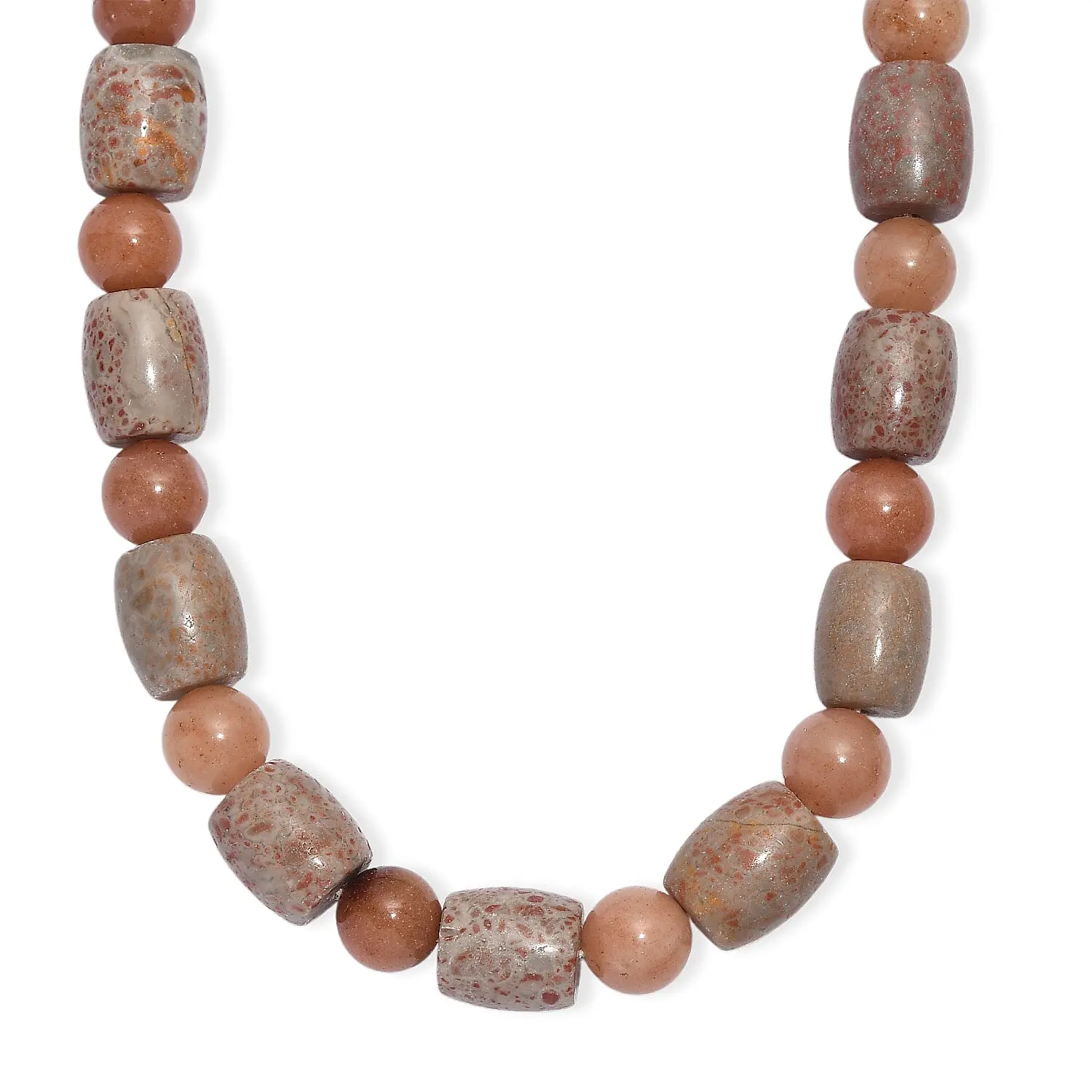 Fossilizes Agate 490.00 ctw Beaded Necklace in Platinum Plated 20 Inches