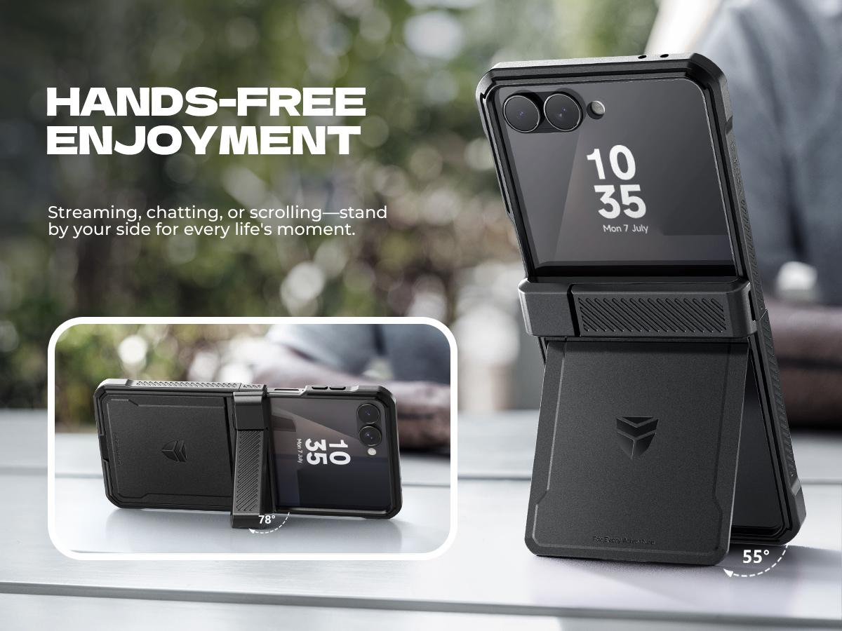 Dexnor for Samsung Galaxy Z Flip 7 Case with Dual Kickstands & Auto-Close Hinge Protection & Screen Protector, Full-Body Rugged Shockproof Protective Cover Bumper Cases for Galaxy Z Flip 7