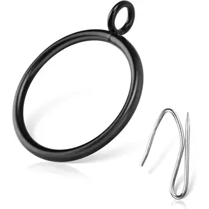 24 count 2" Black Eyelet Curtain Rings with 30 count Drapery Pins for Window  Hardware, Black Drapery Rings fit up to 1.8" Curtains Rod