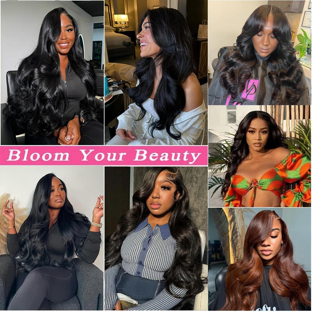 BINF Body Wave Bundles Human Hair 100% Unprocessed Brazilian Virgin Hair 1/3/4 Bundles Body Wave Human Hair Extension for Women Natural Color