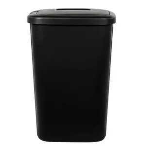 Kitchen Trash Can, 13.3 Gallon Plastic Touch Top Garbage Bin with Push Button Lid, Black