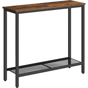 29.5" Narrow Console Table, Small Entryway Table with Shelf, 2 Tier Thin Sofa Table, Behind Couch Table, Side Table, for Hallway, Living Room, Bedroom, Rustic Brown and Black BF74XG01