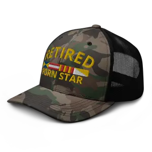 RIVEMUG NG Camo Retired Por* Star Embroidered Curved Bill Camouflage Trucker Hat Low Crown Adjustable Cap