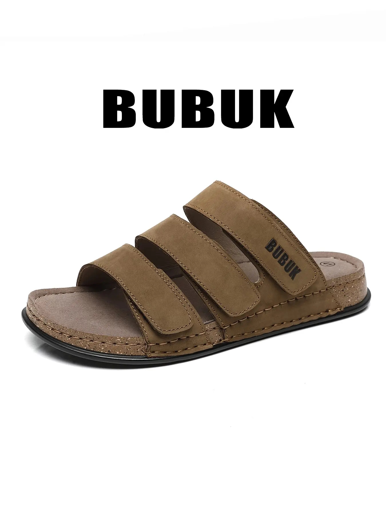 BUBUK Men's Bubuk Leather Sport Sandals, Open-Toe Hiking Outdoor Non-Slip Shoes, Casual Beach Fashion Slippers, Comfortable Athletic Footwear