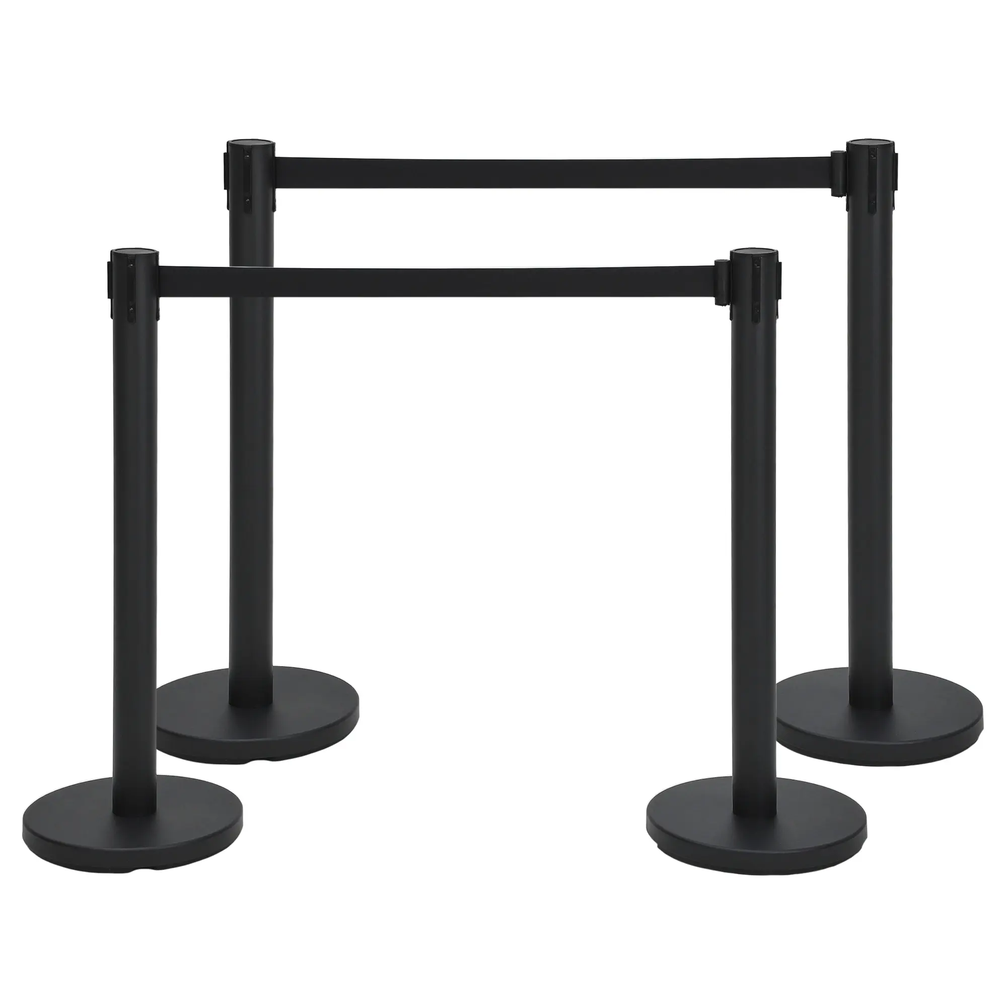 Heavy Duty Carbon Steel Crowd Control Stanchion Set - Safety Barriers with 6.6Ft Black Retractable Belts, Stable Post Design for Events, Parties, Weddings, Airports