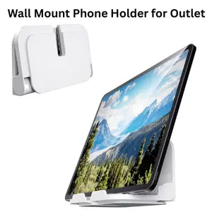 Wall Mount Phone Holder for Outlet – Foldable Charging Stand for iPhone, iPad, Tablet, Bathroom, Shower, Kitchen, Dorm, Space-Saving