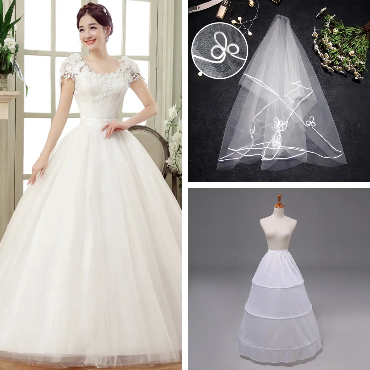 Wedding dress + (petticoat and veil)