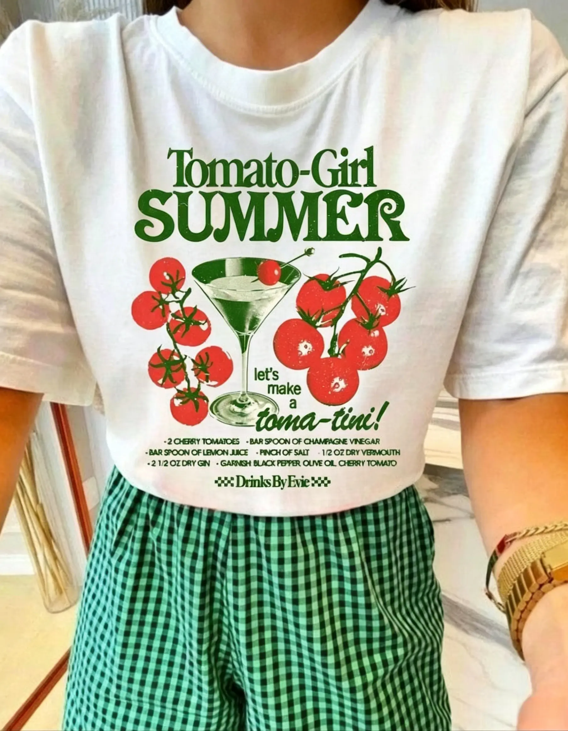 Women's Casual Tomato Girl Summer Graphic T-Shirt, Smooth 100% Cotton Seamless Short Sleeve Top for All Seasons, Solid, Fabric, Round Neck, Lightweight