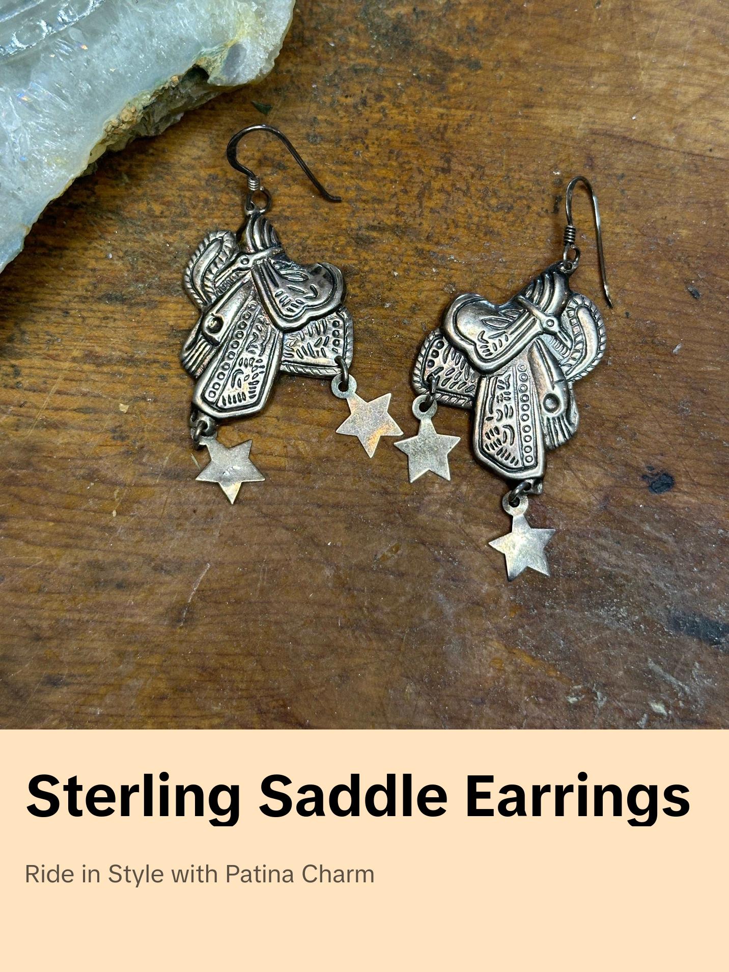 Vintage Sterling Silver Saddle Earrings