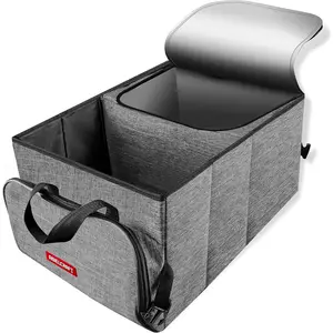 Car Trunk Organizer, Large Capacity Car Storage Organizer with Insulation Cooler Bag, Collapsible Multi-compartment Storage Organizer for Car