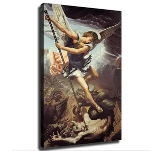 Archangel Saint Michael and Demon Religious Poster Modern Art Paintings Decor Room Ornaments Wall Decoration Artistic Photo Print