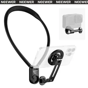NEEWER GP16 Magnetic Phone Neck Mount, Hands-Free Flexible Neck Holder for iPhone, Adjustable POV Vlogging Stand for Video Recording, Live Streaming, Selfie, Compatible with MagSafe Phones