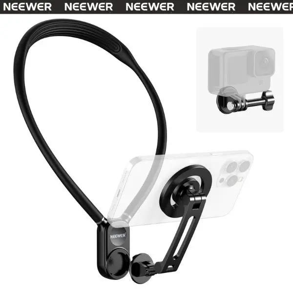 NEEWER GP16 Magnetic Phone Neck Mount, Hands-Free Flexible Neck Holder for iPhone, Adjustable POV Vlogging Stand for Video Recording, Live Streaming, Selfie, Compatible with MagSafe Phones