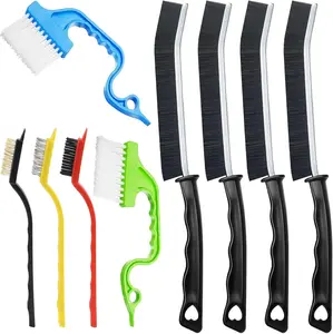 9-Piece Crevice Cleaning Brush Set – Hard Bristle Detail Brushes for Grout, Bathroom, Kitchen & Tight Spaces