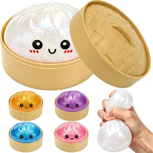 Not Blind Box! Glitter Dumpling Squishy Stress Toys, Soft Stretchy Squeeze Fidget Balls, Choose Your Favorite Color, Adult & Kids Sensory Decompression Toys for Desk Office