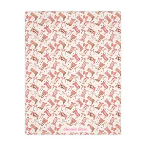 C0quette, Boots and Pink Bows Cozy Plush Fleece Blanket, Warm Throw for Home Office Travel Camping, Valentines, Decoration for Bed Sofa Living Room