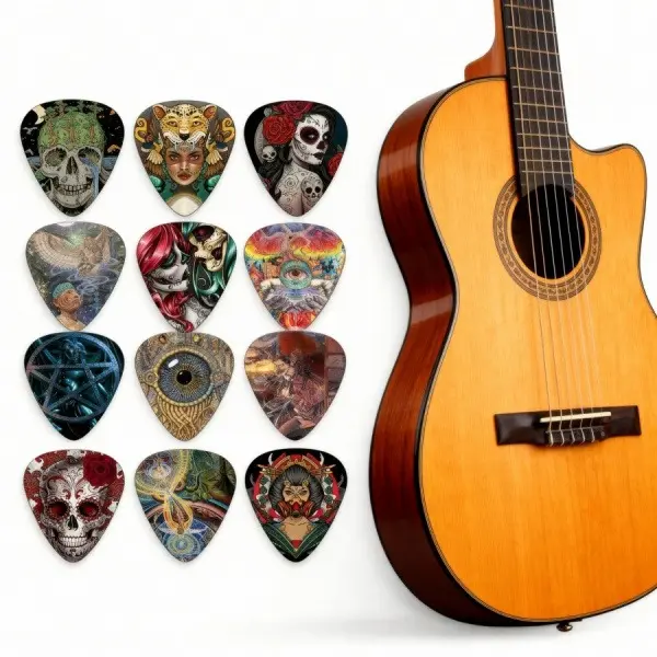 5 PCS Guitar Picks ,Unique Artistic Celluloid Guitar Pick for Bass Electric Guitar Acoustic Guitar Lovers Gift (0.71mm*3,0.46mm*2)